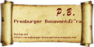 Presburger Bonaventúra névjegykártya